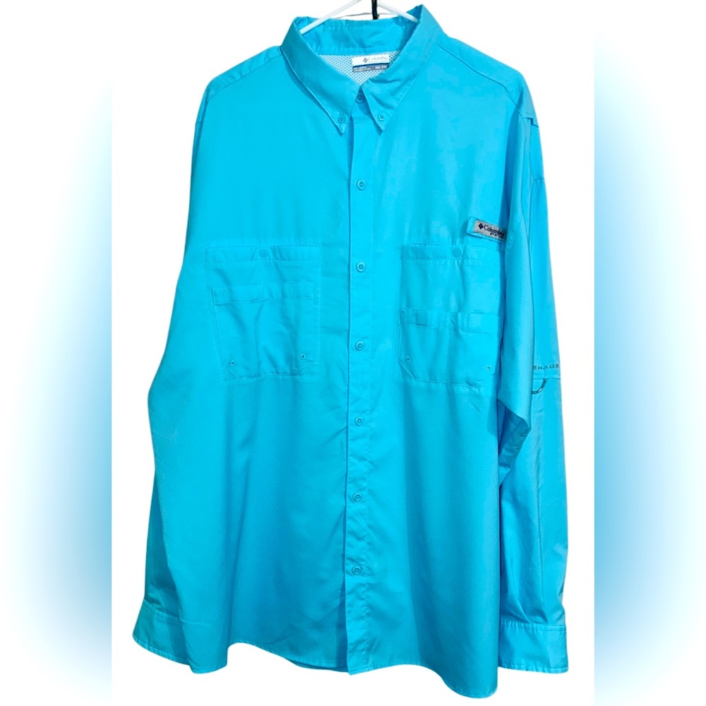 Columbia Turquoise Button-Up long sleeve Shirt xxl Omni pfg